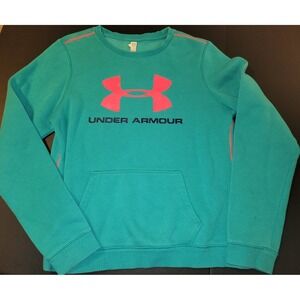 Under Armour Pullover Sweatshirt Activewear Top Pouch‎ Pocket Teal Small